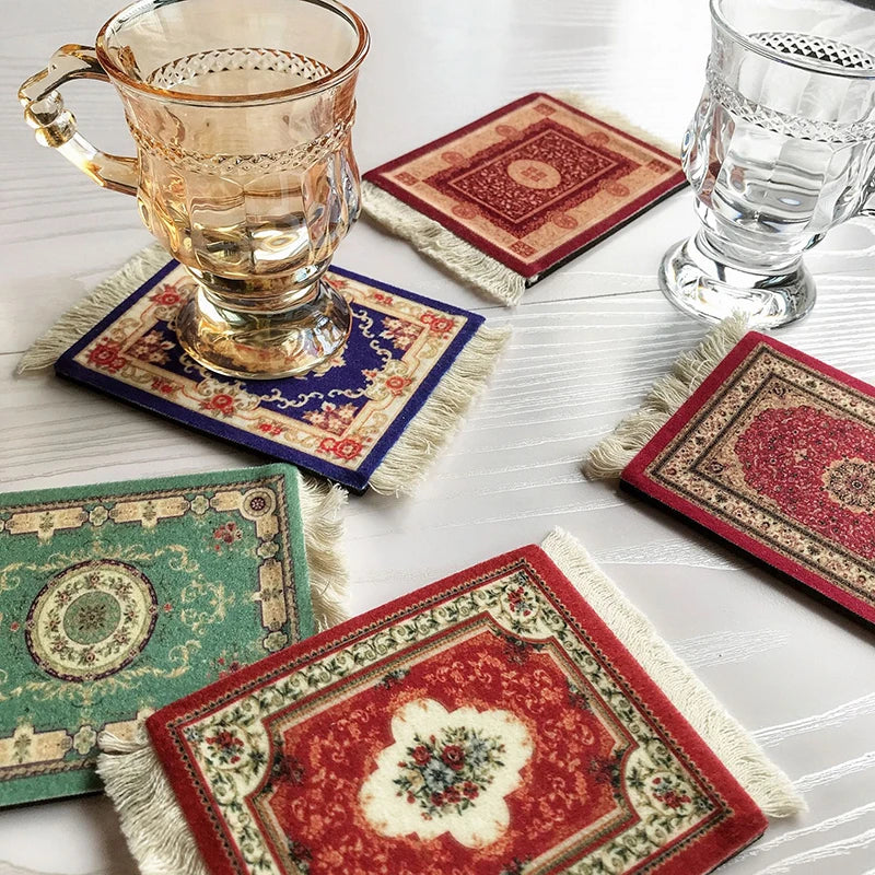 Retro Non-Slip Tassel Coasters Coaster Persian Style Cup Mat Heat Insulation Pads