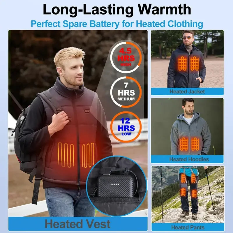 50000mAh Portabl Heating Mobile Power for Heated Vest Jacket Gloves with 5V 3A Fast Charging Phone Portable Charger