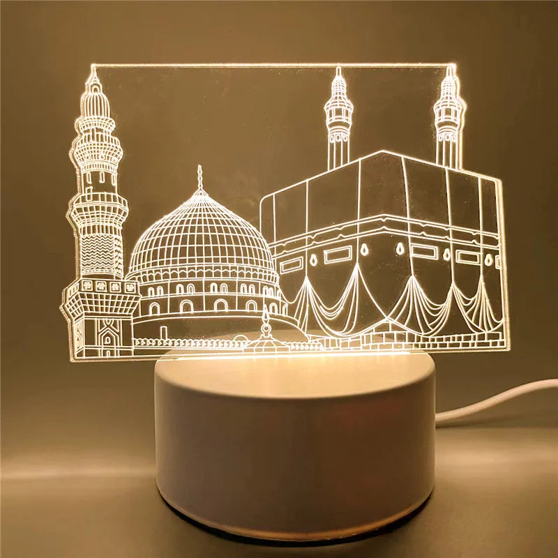 3D Moon Castle Acrylic LED Night Light Eid Mubarak