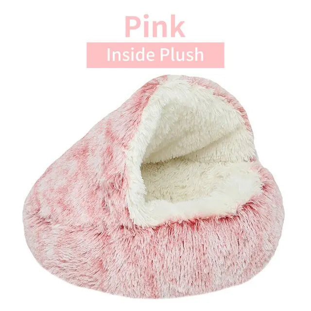 Soft Plush Pet Bed with Cover Round