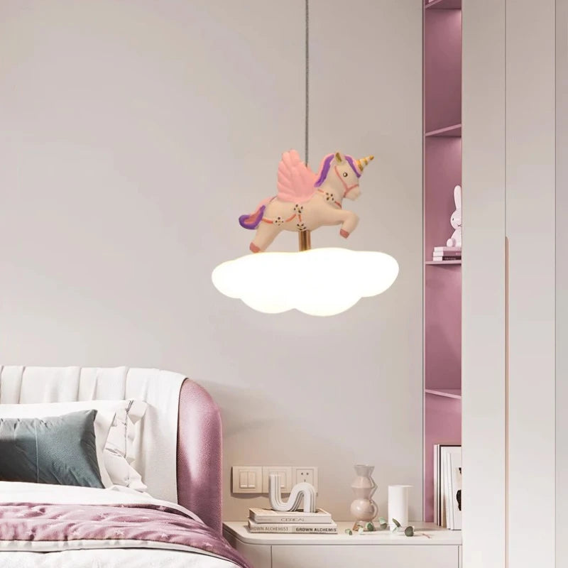 Cute Children's Room Colored Pegasus Chandeliers