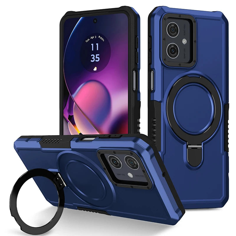 Shockproof Case for Motorola G84 G54 Armor Phone Cover with Rotated Ring Stand for Moto E32 E13 G22 G24 G34 G04 5G G14 E14