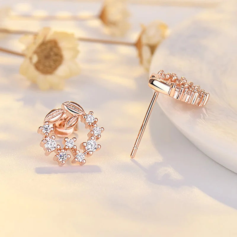 Romantic Zircon Flower Stud Earring