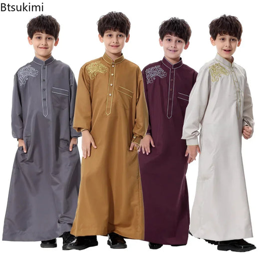 2025 Muslim Boys Kids Robe Thoub Jubba Thobe Daffah