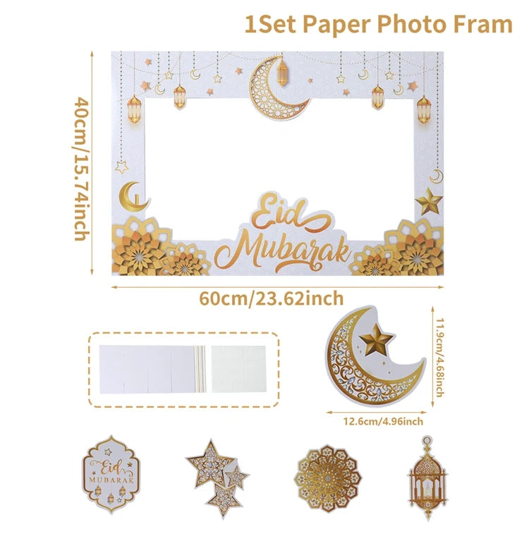 1set Eid Mubarak Photo Booth Props Star Moon Castle