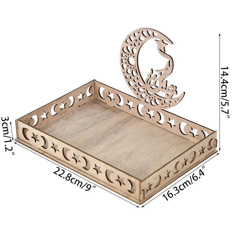 2025 20cm Ramadan Kareem Table Decorations Wooden Food Tray