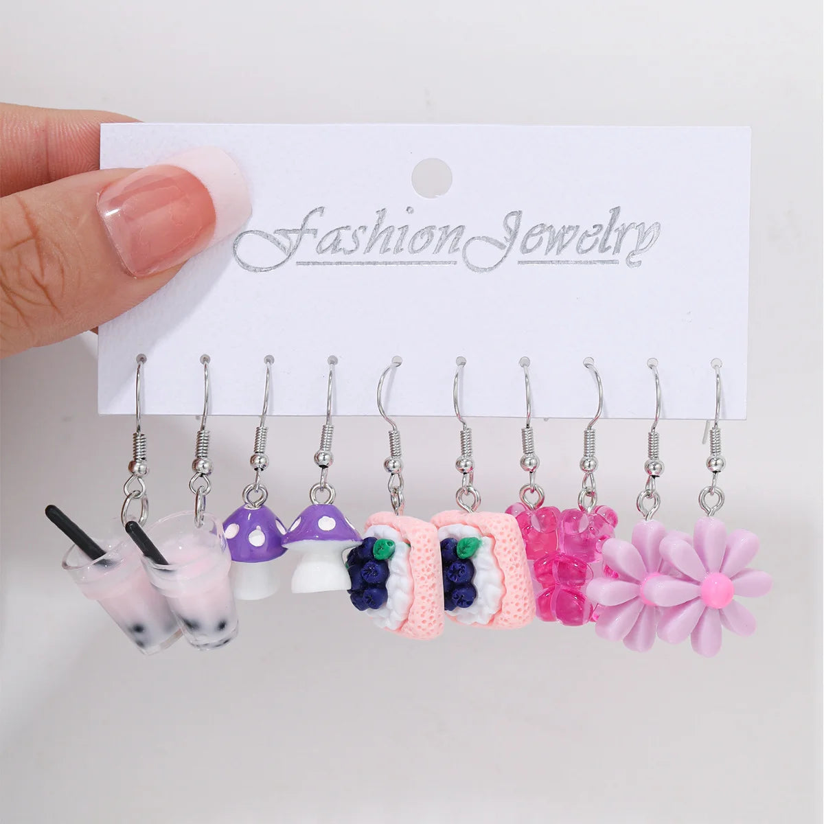 Fashion Sweet Fruit Drink Earrings Set for Women