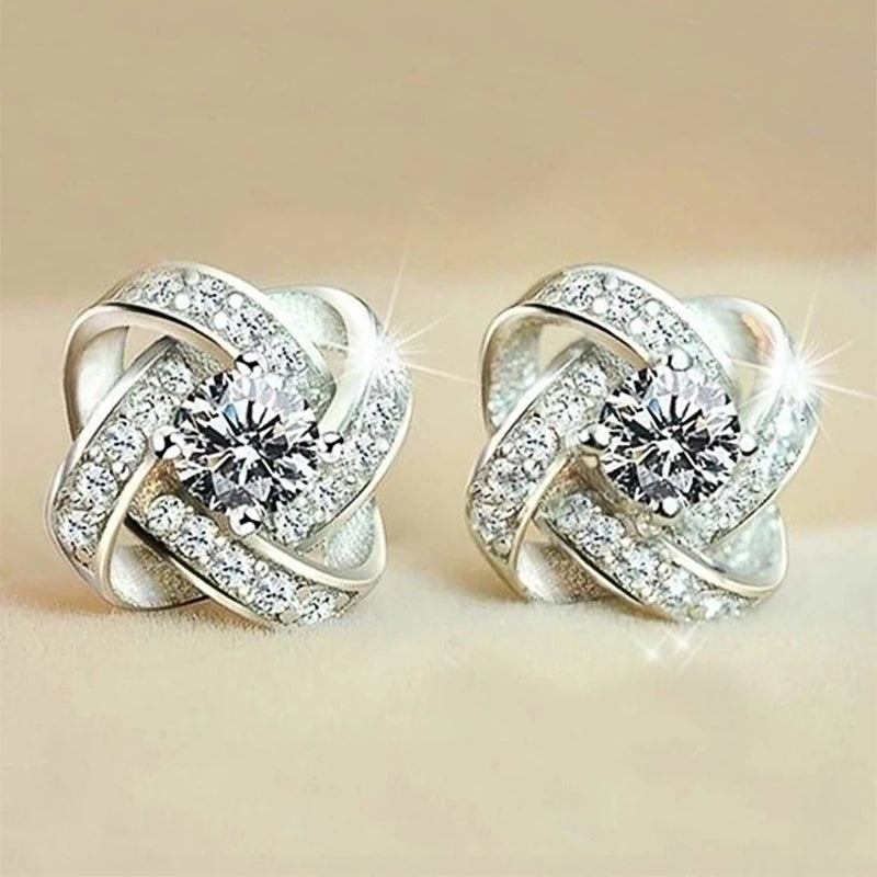 Elegant Lady Aesthetic Stud Earrings with Brilliant Zirconia Graceful