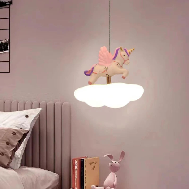 Cute Children's Room Colored Pegasus Chandeliers