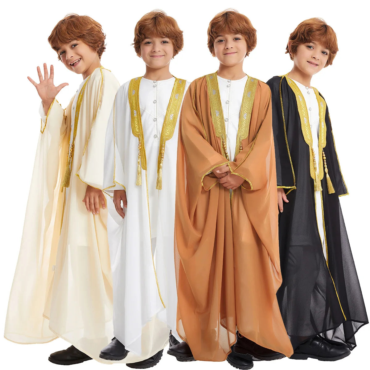 New 2025  Kids Boys Clothes Abaya Caftan Robes Islamic