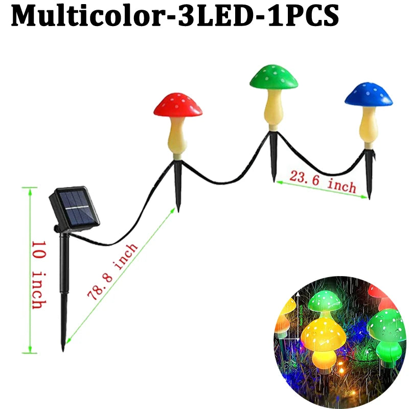 Solar Mushroom Light Garden Outdoor Decor 8 Modes