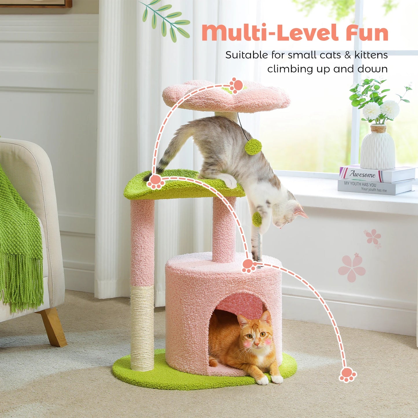 Flower Cat Tree for Indoor Cats