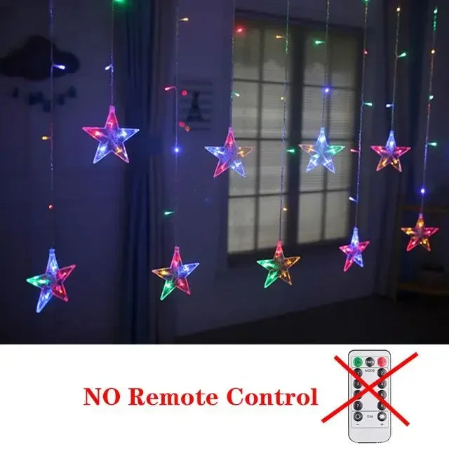 Star Moon Led Curtain Garland String Light EID Mubarak Ramadan Decoration