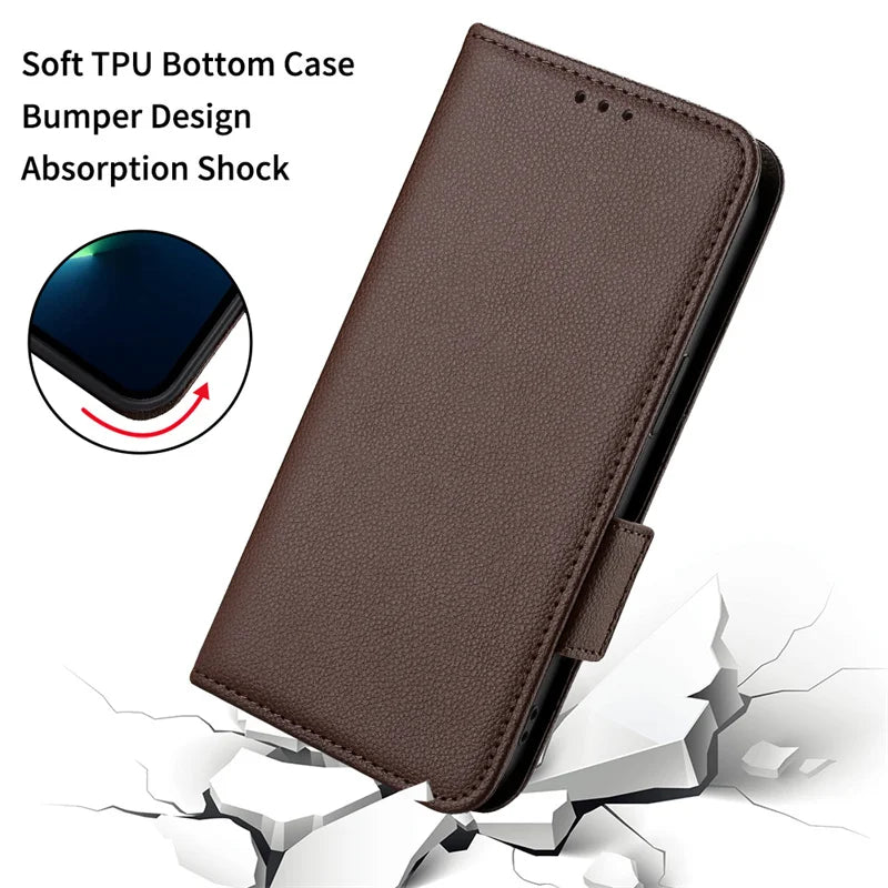 For Cricket Outlast 5G Side buckle lychee pattern leather cover wallet case purse