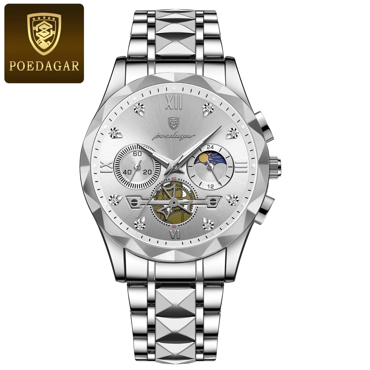 POEDAGAR Luxury Man Wristwatch Waterproof Luminous Chronograph Watch