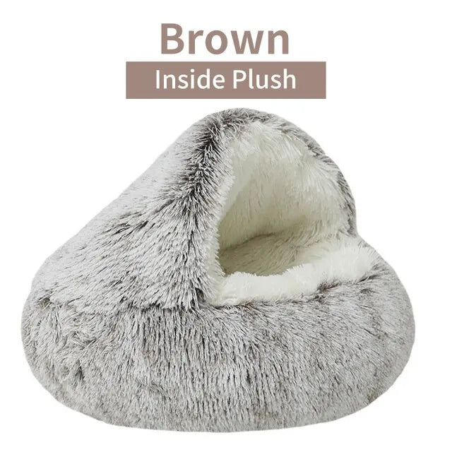 Soft Plush Pet Bed with Cover Round