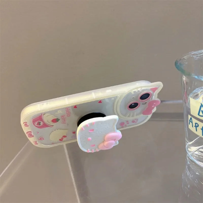 Hello Kitty Stand Phone Cases For iPhone 16 15 14 11 13 12 Pro Max XR XS 7 8 Plus Original Shockproof Cover Y2K Case