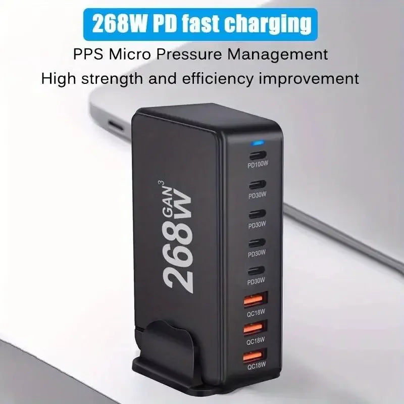 New 268W/240W GAN Gallium Nitride USB TypeC Multi-port Desktop Travel Charger With Power Adapter PD Charger Office Home Charger