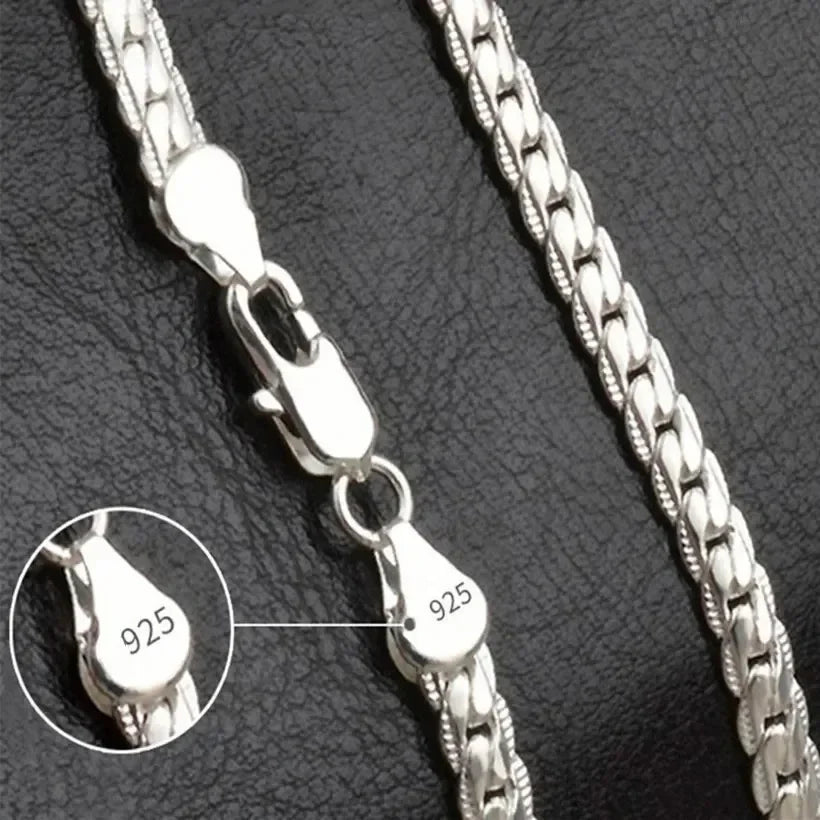 925 Sterling Silver 5MM 18K Gold Full Sideways Figaro Chain Necklace