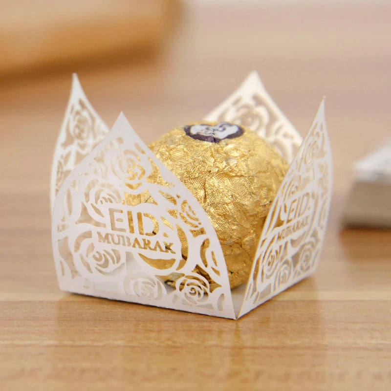 10-50Pcs Eid Mubarak Decoration Candy Food Tray Box