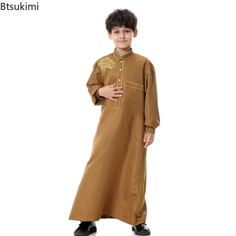 2025 Muslim Boys Kids Robe Thoub Jubba Thobe Daffah