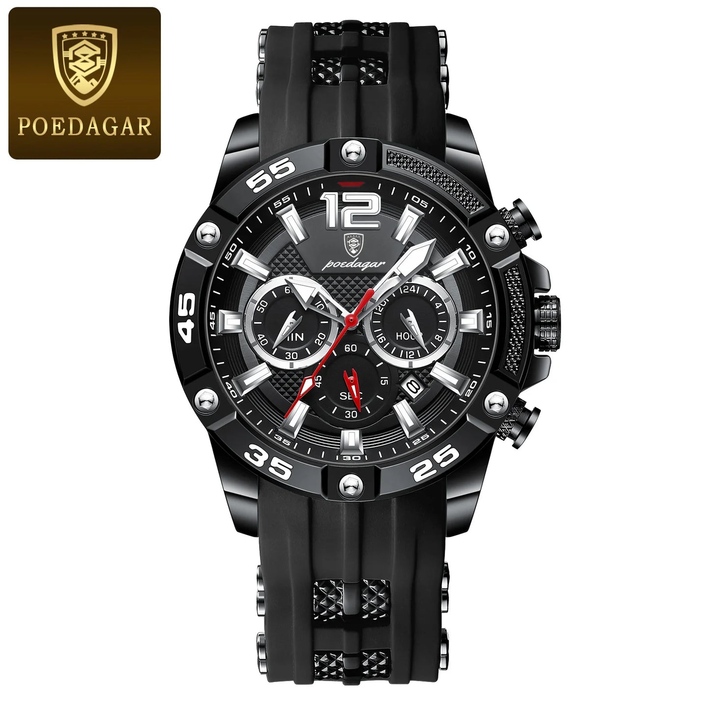 POEDAGAR Luxury Man Wristwatch Sport Chronograph Waterproof