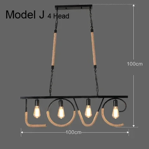 Industrial Rustic Pendant Lights Hemp Rope Indoor