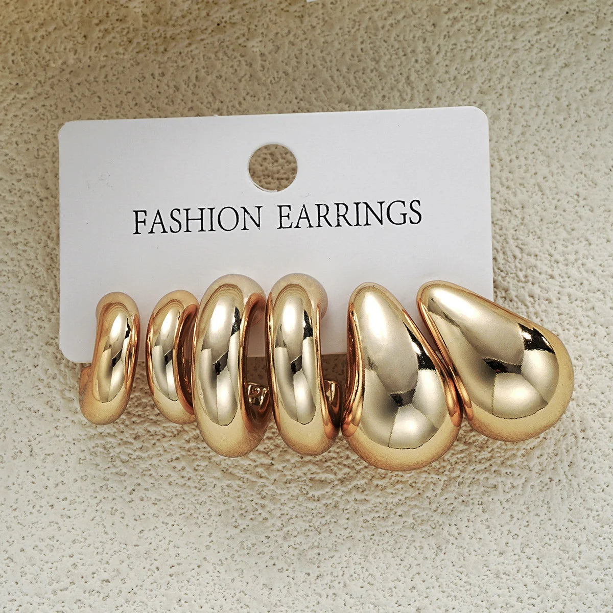 6pcs Chunky Gold/Selver Earring Set