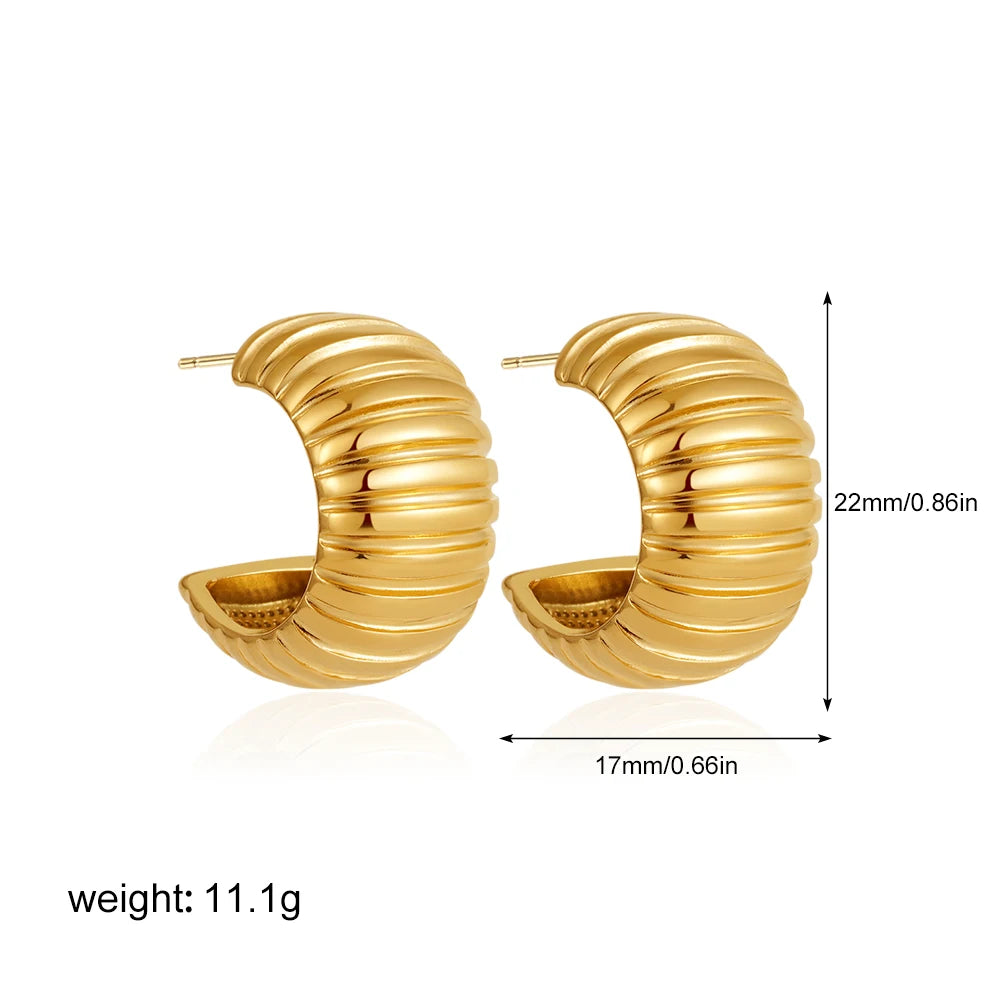 Geometric Stainless Steel Gold Sliver Color Bilayer Stud Earring