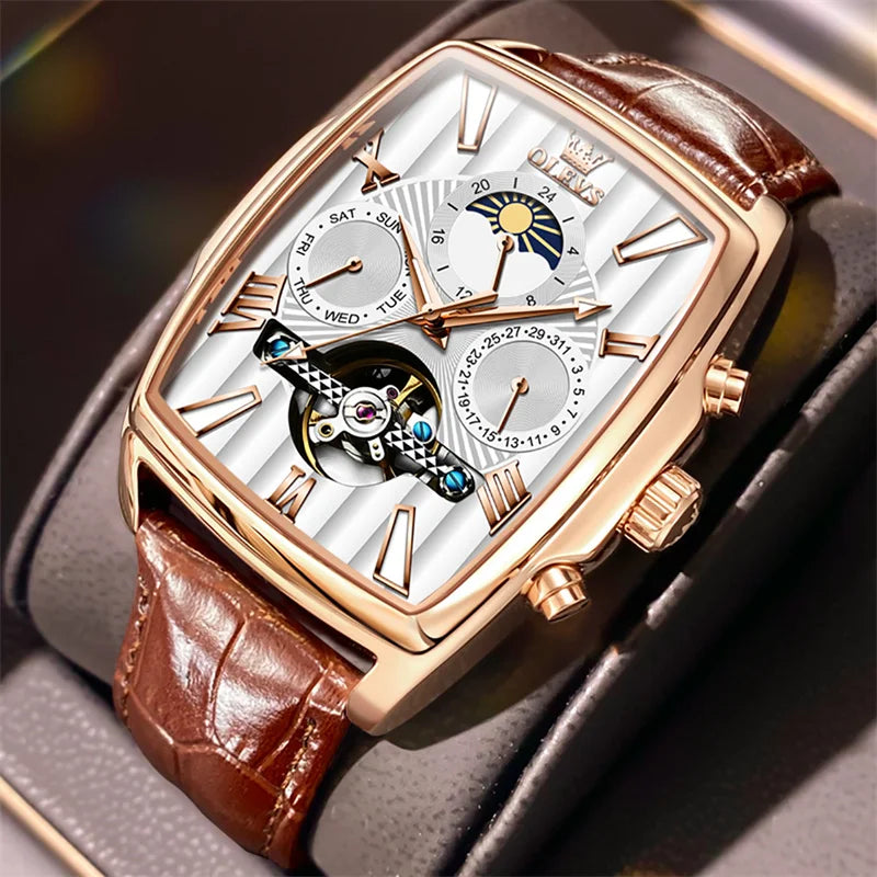 OLEVS Luxury Rectangular Dial Mechanical Watches