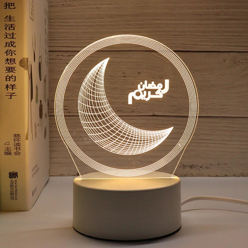 3D Moon Castle Acrylic LED Night Light Eid Mubarak