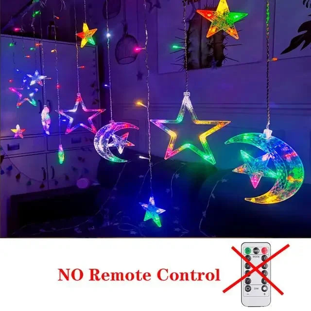 Star Moon Led Curtain Garland String Light EID Mubarak Ramadan Decoration