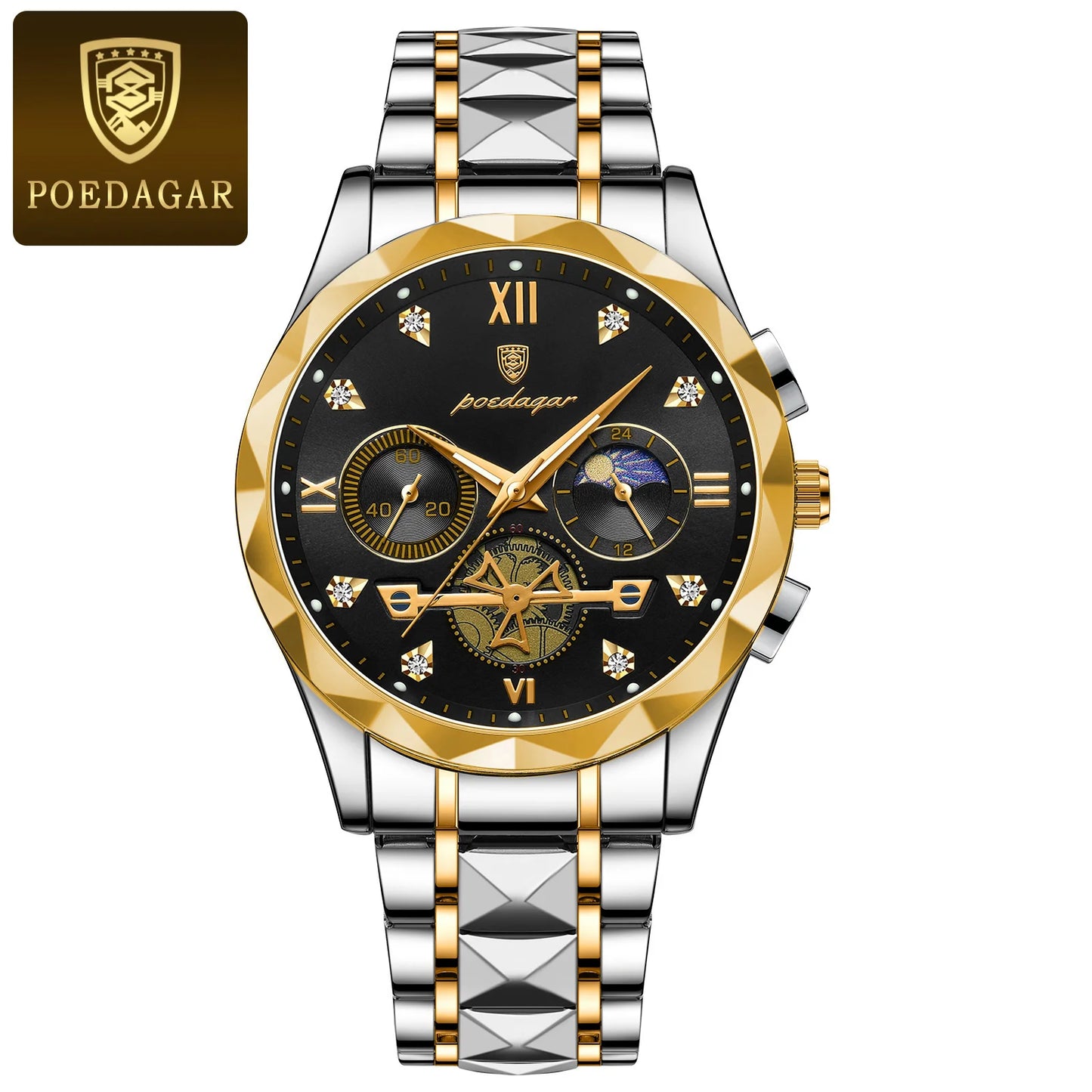 POEDAGAR Luxury Man Wristwatch Waterproof Luminous Chronograph Watch