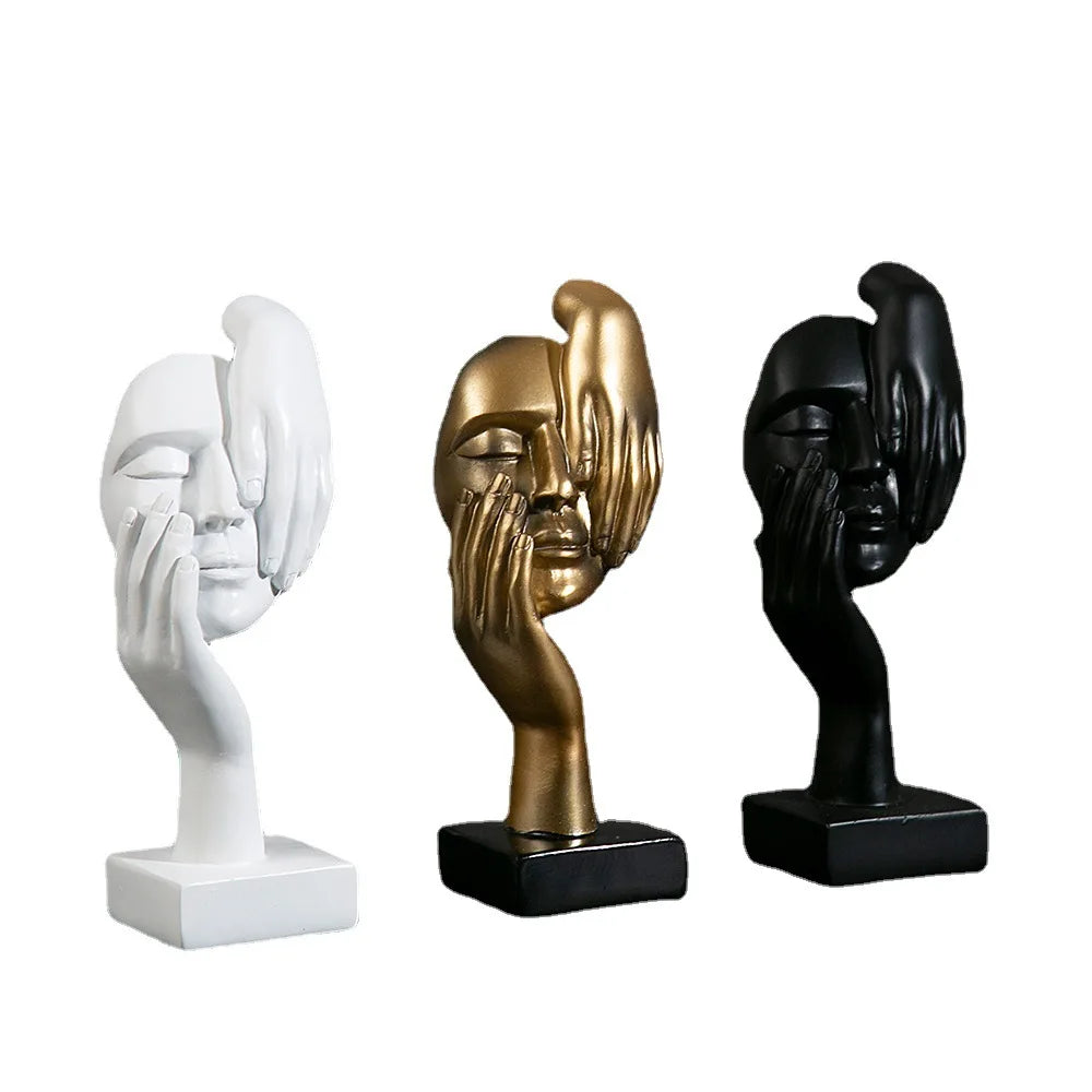 Resin Abstract Mask Statues European Miniature Figurines for Interior Home