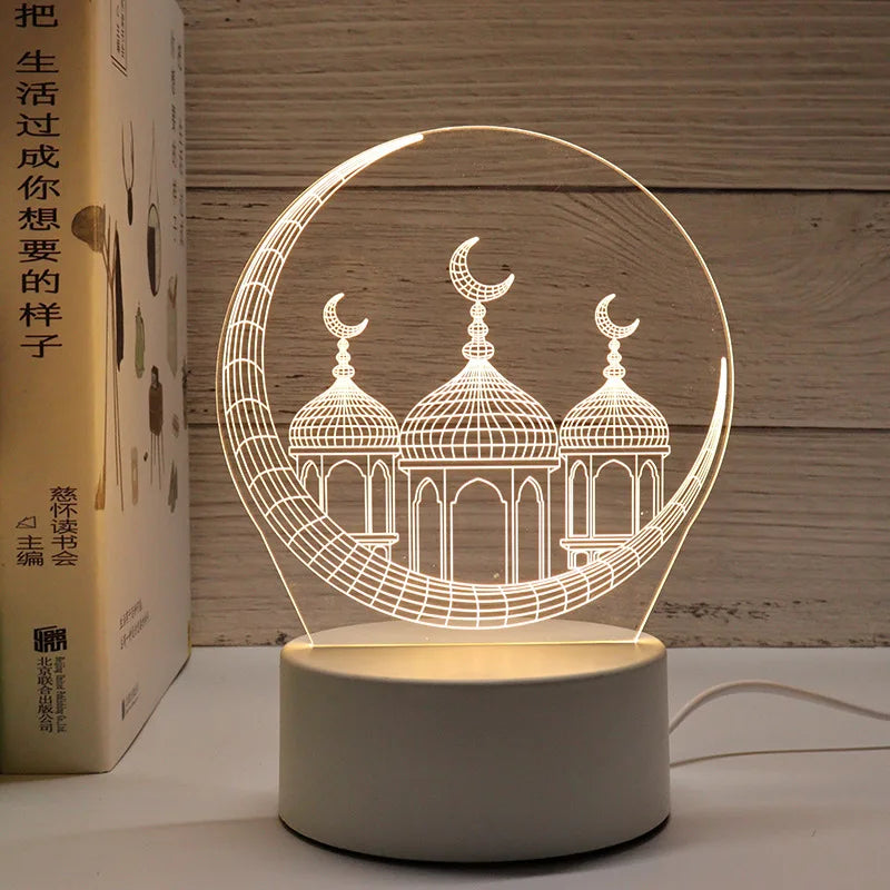 3D Moon Castle Acrylic LED Night Light Eid Mubarak