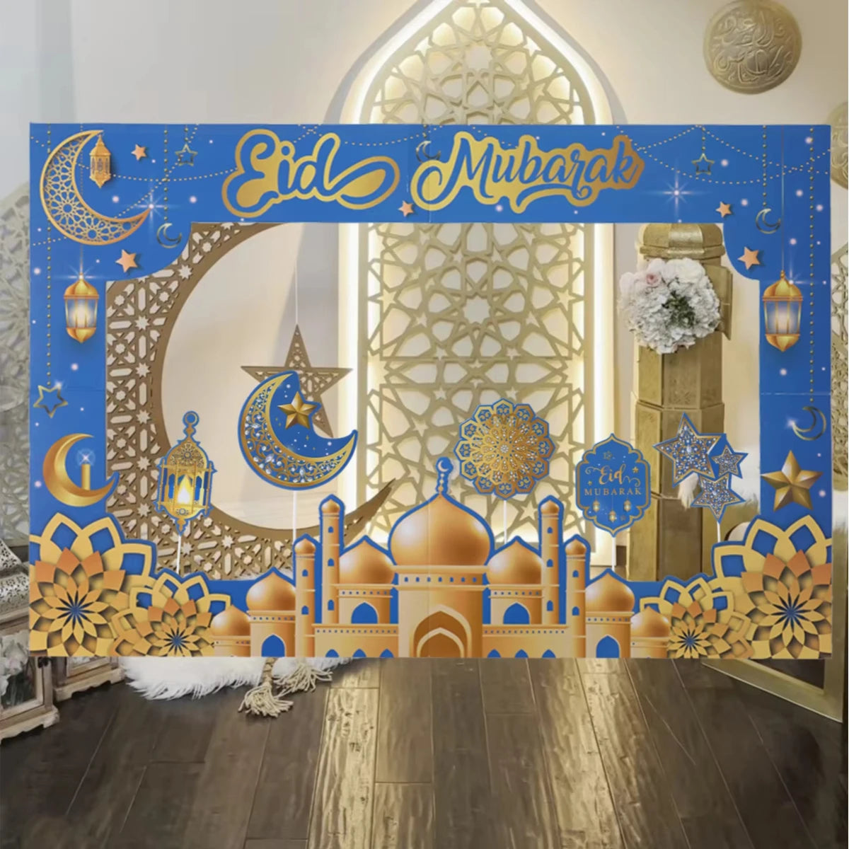 1set Eid Mubarak Photo Booth Props Star Moon Castle