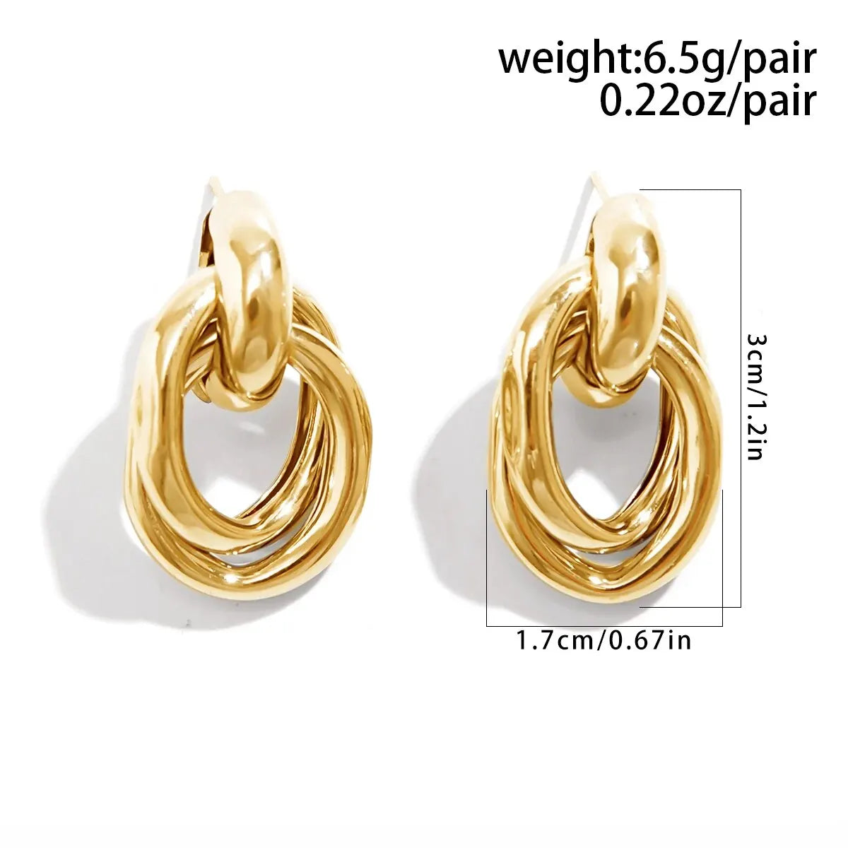 Classic Trendy Gold Color Geometric Stud Earrings