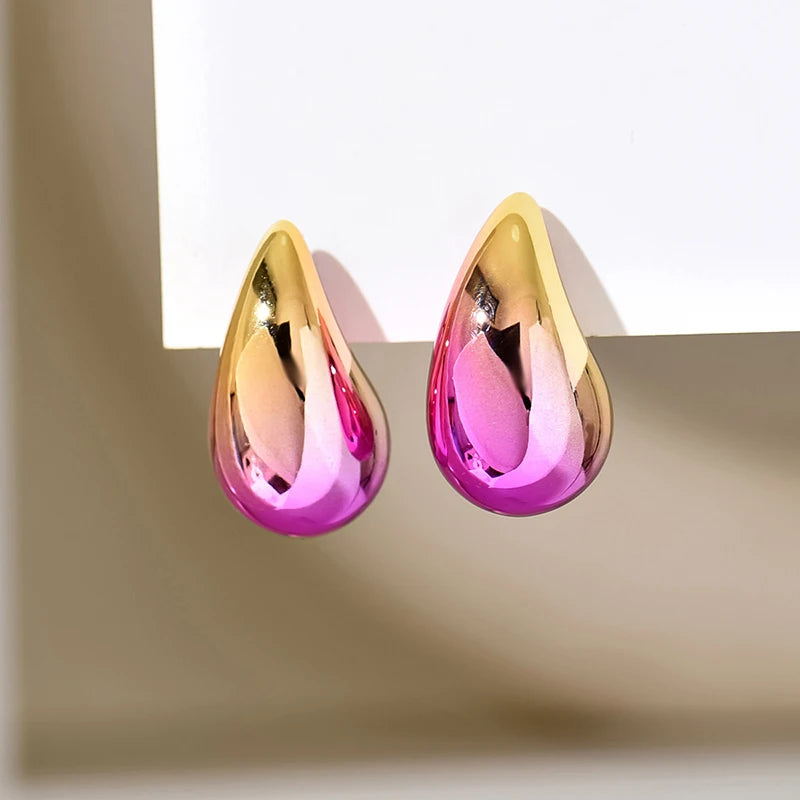 Gradient Colorful Waterdrop Drop Earrings