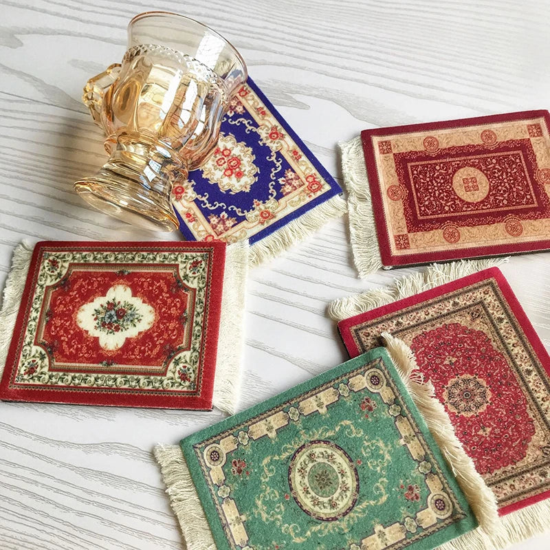 Retro Non-Slip Tassel Coasters Coaster Persian Style Cup Mat Heat Insulation Pads