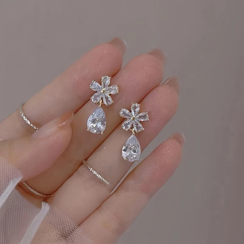 Light Luxury Zircon Stud Earrings Women's Fashion