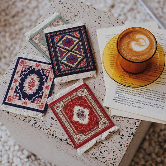 Retro Non-Slip Tassel Coasters Coaster Persian Style Cup Mat Heat Insulation Pads