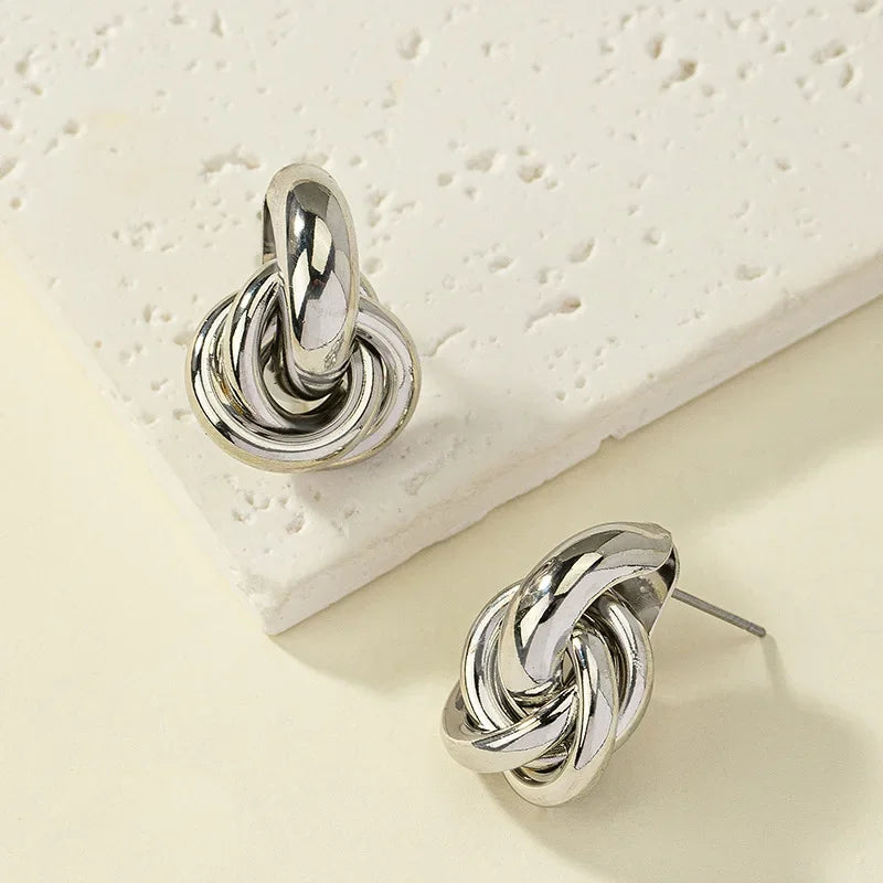 Gold Silver Color Knot Hoop Earring