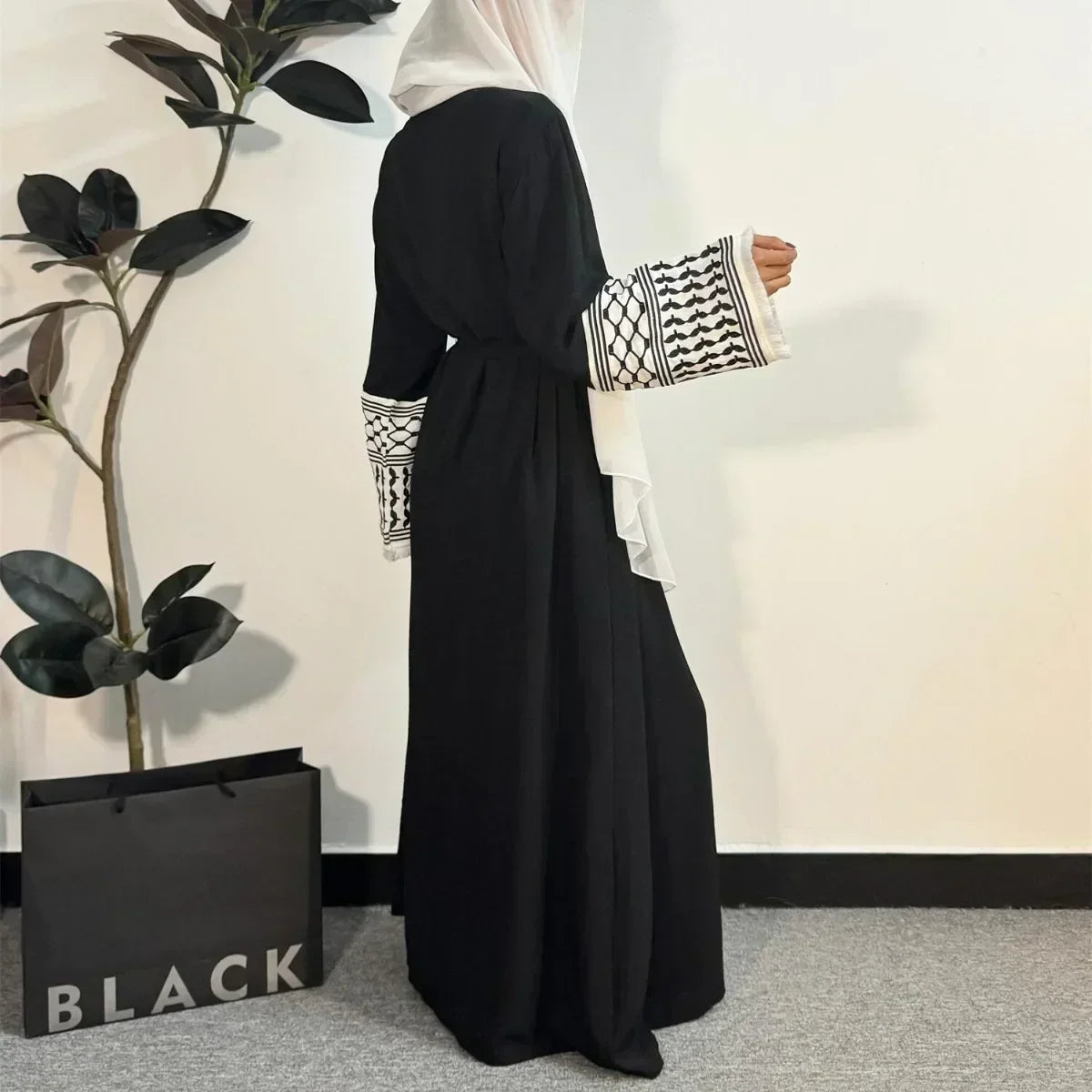 Open Front Abaya Muslim Long Sleeve Cardigan