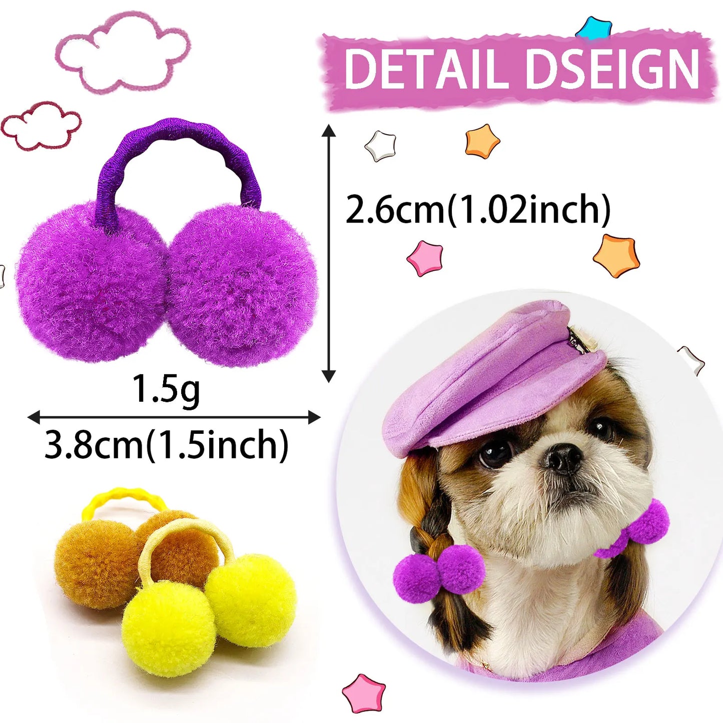 10pcs Pet Dog Plush Hair Balls Elastic