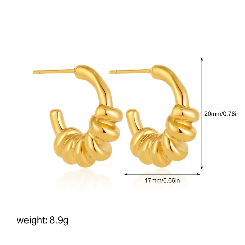 Geometric Stainless Steel Gold Sliver Color Bilayer Stud Earring