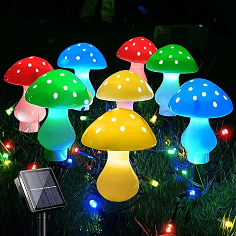 Solar Mushroom Light Garden Outdoor Decor 8 Modes