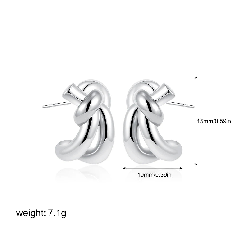 Geometric Stainless Steel Gold Sliver Color Bilayer Stud Earring