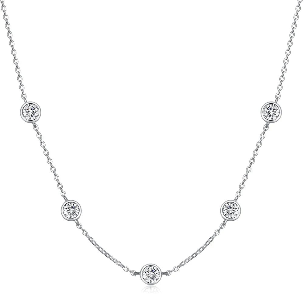 5mm 5 Stones Bubble Moissanite Necklace