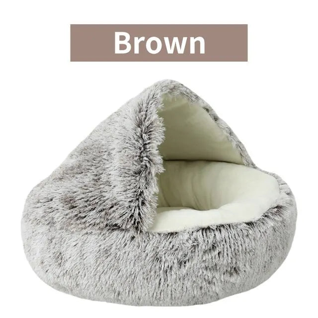 Soft Plush Pet Bed with Cover Round