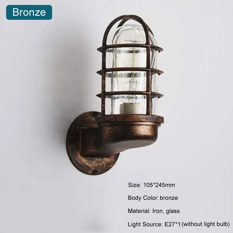 Outdoor Waterproof Wall Lamp American Country Retro